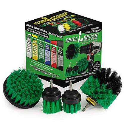 Crock Pot Scrubber - Cast Iron Skillet - Cleaning Supplies - Drill Brush Kitchen Cleaning Kit - Cutting Board, Stove, Sink, Counter-Top, Baseboard, Trash Can, Tile and Flooring - Grout Cleaner - color: Green