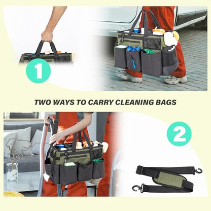IBVIVIC Wearable Cleaning Caddy Bag for Cleaning Supplies,Large Capacity Cleaning Organizer Green - color: Green