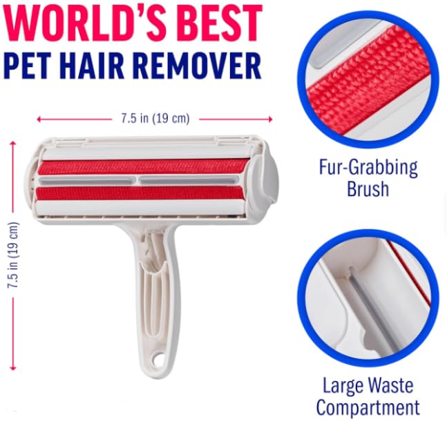Reusable Pet Hair Remover Roller for Dog and Cat Hair – Lint Remover Brush for Couch, Carpet, Furniture and Car Seats
