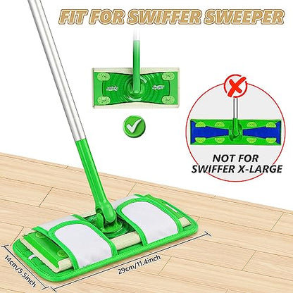 Reusable Mop Pads Compatible with Swiffer Sweeper Mops: Papclean Microfiber Wet Pads Refill Dry Sweeping Cloths Washable Dust Floor Cleaner for Wood Floor Cleaning - 6 Pcs Green - size: 6 Pack