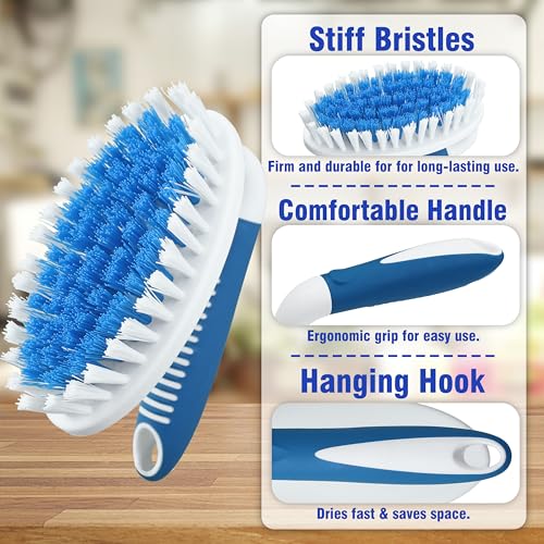 Scrub Brush, 2 Pack Household Cleaning Brushes with Stiff Bristles, Scrubbing Brush for Carpet, Shower, Bathtub, Kitchen, Pool Tile, Bathroom Scrubber - size: Large