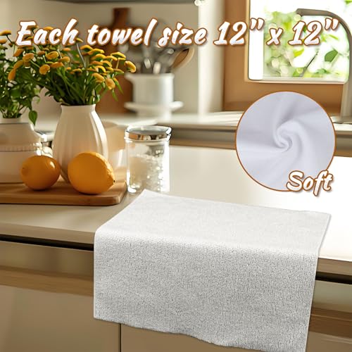 CARTMAN 30 Pack Microfiber Cleaning Cloth, Reusable Tear Away Towels Roll, 12"x12", Multi-Purpose Microfiber Towels Cleaning, Lint Free, Absorbent Cleaning Rags for Kitchen, Car, Glass White - color: 30pk White