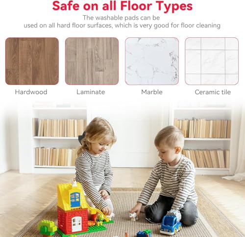 16.5 inch Microfiber Mop Pads for Rubbermaid Reveal Spray Mop and Any 16.5" Flat Mop - 6 Pack 13''-15'' Spray Mop Pad Reusable Washable Replacement Refills - Red & Grey - color: Grey and Red - 6pack