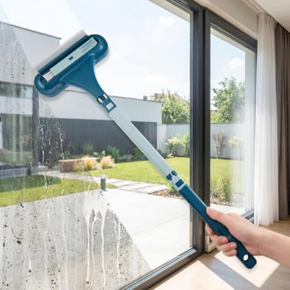 3 in 1 Window Screen Cleaner for Patio and Porch, 64cm Multi Purpose Cleaning Brush with 30 Degree Angled Handle for Home Deep Cleaning (Blue)