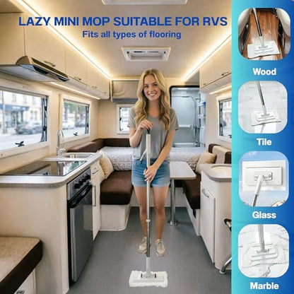 Mini Mop, Hands-Free One-Touch Pad Release, 360° Rotating Head, Wet & Dry, Extends Up to 48in Handle, Zero-Cost Old Cloth Compatible for Hardwood Floors, RV & Pet Hair - size: 48in mini dust mop