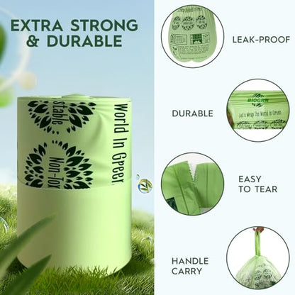 Compostable Trash Bags 1.2-1.6 Gallon Handle Tie 50 Count 0.6 Mil 6.06 Liter Small Compost Bags for Countertop Bin Biodegradable Bags Green for Kitchen ASTM D6400 & BPI Certified, OK Compost Home - color: 1.6 Gal, Handles Bags, 50 Count