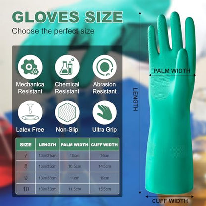 North Tower 10 Pairs Chemical Resistant Nitrile Gloves, Resist Household Acid, Alkali, Solvent and Oil, Latex Rubber Free - size: X-Large（10 Pair）