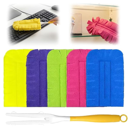 Reusable Duster Refills Compatible, New 360° Cleaning Fleece Refills Washable Duster Pads with Handle Included, Reusable Duster Refill Compatible for Furniture, Home Cleaning,Fan, Blinds (1 Set) - color: 1 Set