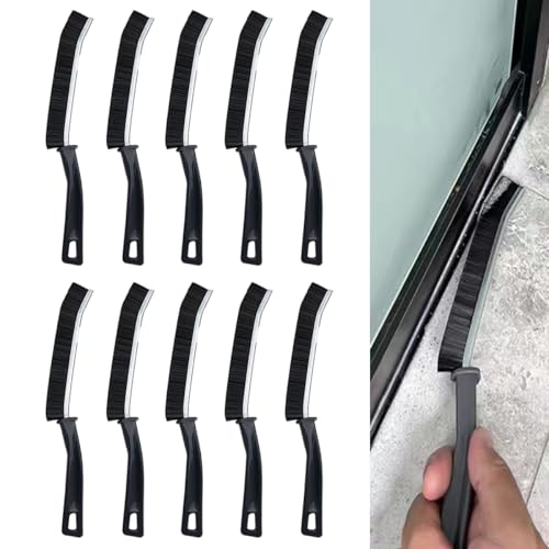 10PCS Crevice Cleaning Brush, Dead Corner Groove Tiles Gap Brush, Hard Bristle Thin Gap Brush Multifunctional Corners Cleaning Tool for Bathroom, Kitchen, Window, Sink, Toilet (10 Black) - color: 10 Black