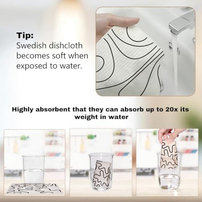 6 Pack Swedish Dishcloths Dish Towels for Kitchen, Reusable Cellulose Sponge Dishcloths, Washable Absorbent No Odor Eco Cloths, Home Dish Washing Cleaning Supplies, Environmentally Conscious - color: Multi 1525