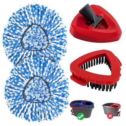 Mop Replacement Heads for O Cedar RinseClean 2 Tank System,2 Microfiber Mop Head Refills,1 Scrubber mophead and 1 Mops Base Combo Set for O-Cedar 2 Tank,MOp Replace Heads for Wet/Dry Floor Cleaning - size: for Ocedar 2 Tank