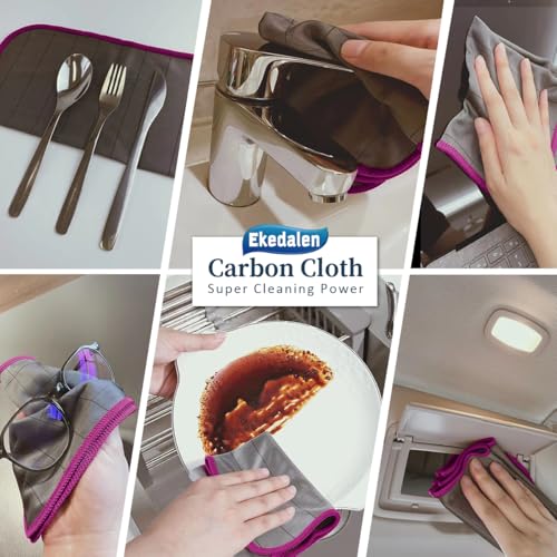 Microfiber Cleaning Cloth Lint Free Glass Cleaner Window Polishing Streak Free Miracle Easy Clean Rag Reusable for Mirror Kitchen Dish Auto Detailing, Grey-Purple - color: Grey-purple