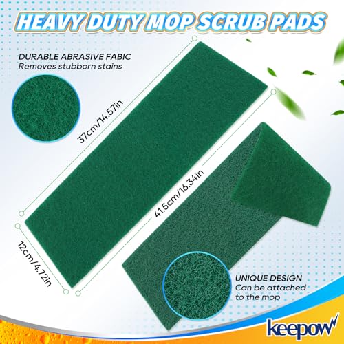 KEEPOW 6 Pack Scrub Mop Pads Replacement Compatible with Libman Freedom Spray Mop, Mop Scrubber Attachment for Floor Cleaning, Fit for Rubbermaid and Turbo & Other 18 Inch Microfiber Mops - color: Dark Green, 6 Pack