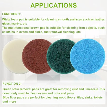 16pcs Electric Cleaning Brush Pad Set 4 Foam Pads 4 Kitchen Mats 4 Heavy Duty Pads 4 Microfibre Pads fit for Bosch Home/Garden 6033 Battery Cleaning Brush - size: Blue Green White Red