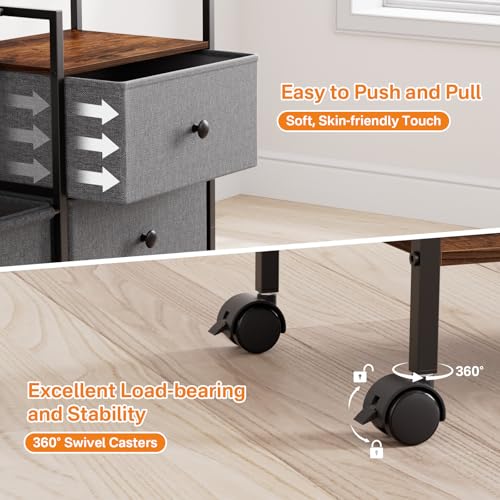 Modanais Baby Diaper Caddy Organizer Cart - 3 Tier Rolling Cart with Dividers and Drawers, Easy To Assemble, Mobile Utility Cart with Wheels for Nursery, Bedroom, Changing Table & Crib - color: Grey