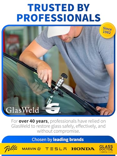 GlasWeld ProClean Hard Water Stain Remover for Glass & Metal – Non-Acid Water Spot Remover with Applicator Pad for Glass, Car Windshield, Shower, Mirror & Boat Windows - Bathroom Cleaning Supplies