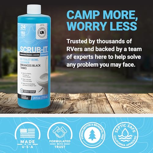 Unique Scrub-It RV Toilet Bowl Cleaner Liquid – RV Toilet Cleaner for Rimless RV Toilets, Squirt Top, Removes Stains & Odors (24 oz) Amazon Exclusive Packaging - size: 24 Fl Oz (Pack of 1)
