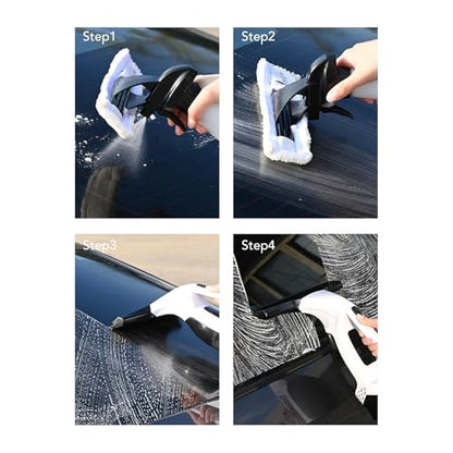 banapoy Window Vacuum Squeegee Cordless, 1.2KPa Suction Electric Window Cleaner Tool with 150ml Detachable Water Tank & Extension Pole & 11in Silicone Wiper Blades for Mirrors