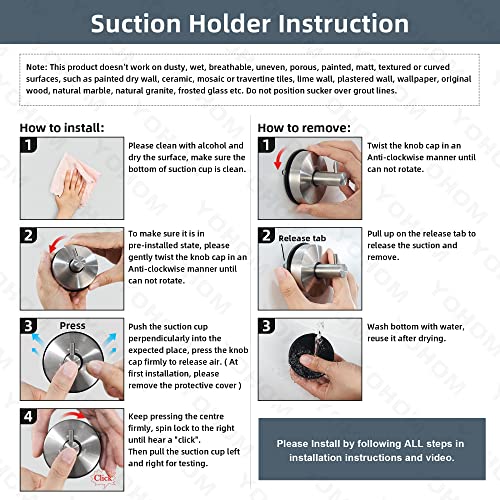 YOHOM Suction Cup Hooks - Black Stainless Steel Window and Shower Towel Hooks - Holds 2 Pcs - color: 2 Black