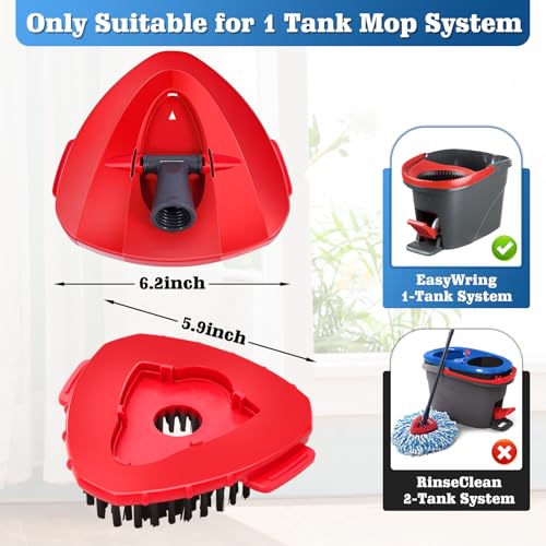 4 Pack Microfiber Mop Replacement Heads Compatible with Ocedar EasyWring 1-Tank System - Includes 1 Mop Scrub Brush Head, 1 Mop Base, Easy Cleaning Mop Head Refills (White) - color: 4 White Mop Heads+1 Gray Brush +1 Base, size: For 1-Tank