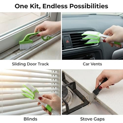Window Track Cleaner Tool Set, 13 Pcs Groove Gap cleaning brush, Multi-Purpose window sill cleaner tool for Sliding Door, Tile Lines, Shutter, Car Vents and Air Conditioner