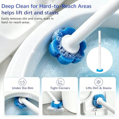 Disposable Toilet Brush with 42 Refills, Toilet Bowl Cleaner Brush with Holder, Wall Mounted Toilet Wand Kit, Random Color Refill Heads in Blue, Yellow or Purple