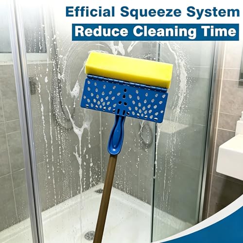 Sponge Mop for Floor Cleaning, Self-Wringing Squeeze Mop with Super Absorbent Honeycomb Sponge, Heavy Duty Roller Mop for Tile and Hardwood Floors