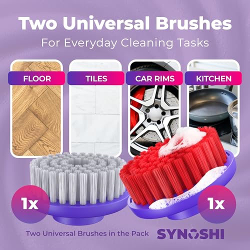 Synoshi PRO Round Brush Set (2 Units) for Electric Spin Scrubber Brush for Bathroom, Shower, Floor and Tiles. Electric Spin Scrubber Heads for Cleaning