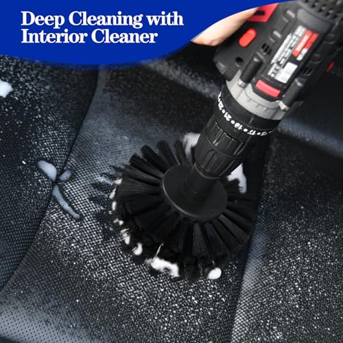 Soft Bristle Leather Brush for Drill, for Leather, Car Interior, Car Wheel, Upholstery, Furniture, Carpet - color: Black Soft Bristles (Nylon)