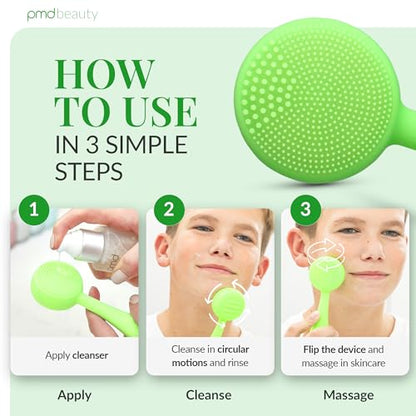PMD Clean - Smart Facial Cleansing Device with Silicone Brush & Anti-Aging Massager - color: Lime