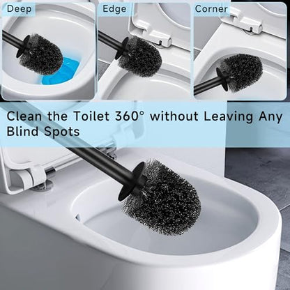 Toilet Brush and Holder Set, Toilet Bowl Brush, Compact Bathroom Accessories, Durable Toilet Scrub Bristles, Drip-Proof, Deep Cleaning, Black, 1 Pack - size: 1 Pack