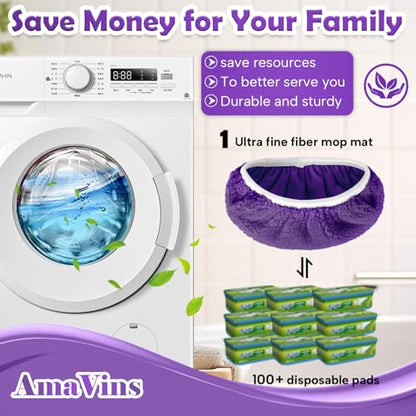 AmaVins 5 Pack Reusable Microfiber Mop Pads Compatible with Swiffer Sweeper Mop, Wet and Dry Flat mop Cover, Washable Mop Pads for Surface/Hardwood Floor Cleaning (Mop is Not Included) - color: 5 Pack Purple