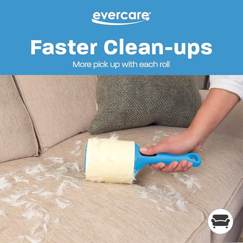 Evercare Jumbo Lint Roller, 60‑Sheet Extra‑Large Adhesive Roller with Blue Handle for Pet Hair & Lint