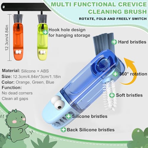 6 PCS Cup Lid Gap Cleaning Brush, Portable Water Bottle Brush, Multifunctional Bottle Cleaner Brush Set for Tight Spaces, Bottle Gaps, Straws, Tumblers, Travel Mug Caps - color: Blue, Orange, Green(6pcs)