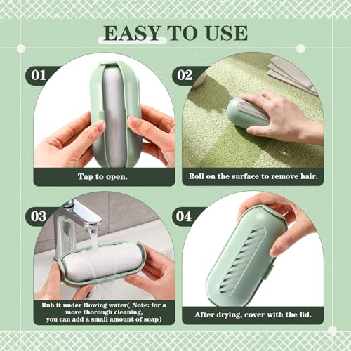 Sliner 2 Pack Reusable Lint Roller for Pet Hair New Silicone Washable Sticky Roller Portable Lint Remover Extra Sticky Cleaner Cat Dog Hair Remover for Pet Clothes Sofa(Green) - color: Green