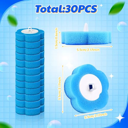 Toilet Bowl Wand Refills - 30 Count Disposable Replacement Brush Heads, Household Bowl Cleaners Refill Pads, Toilet Sponge Brush Scrubbers Cleaning Supplies for Home Washing Bathroom Bathtub - style: 30 Count Refills