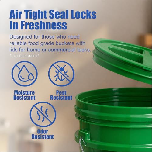 ePackageSupply 5 Gallon Bucket - Food Grade Bucket, Metal Handle Grip, BPA-Free, Heavy-Duty 90 Mil HDPE Plastic Pail, Stackable Utility Container, Made in USA, Lid Not Included, Green, 3 Packs - color: Green, size: 3 Packs