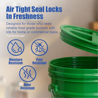 ePackageSupply 5 Gallon Bucket - Food Grade Bucket, Metal Handle Grip, BPA-Free, Heavy-Duty 90 Mil HDPE Plastic Pail, Stackable Utility Container, Made in USA, Lid Not Included, Green, 3 Packs - color: Green, size: 3 Packs