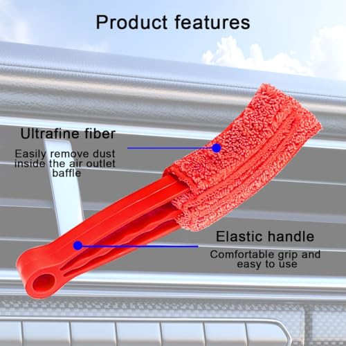 3PCS Mini Duster for Car Air Vent, Automotive Air Conditioner Cleaner and Brush, Vehicle Blind Dust Cleaning Tool for Keyboard, Window, Shutter, Universal for SUV, Truck, RV（Red） - color: Red
