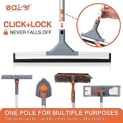 Eazer Floor Squeegee Broom: Heavy Duty Scrubber with Extendable 60'' Aluminum Pole and Rubber Blade for Kitchen, Swimming Pool, Concrete Floors,Shower,Tiles,Garages,Windows,Glass,Pet Hair Removal