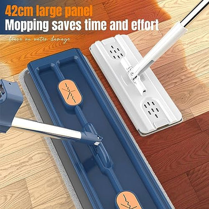 New 2024 Ultra-Fine Fiber Mop with Adjustable 54" Stainless Steel Handle, 2 Washable Pads, 360° Rotating Dust Mop, Dehydration Scraper (White) - color: White
