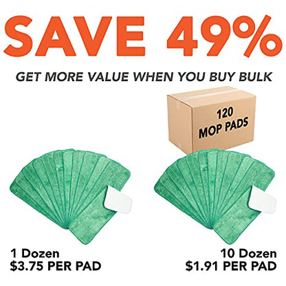 Arkwright Spray Mop Replacement Pads - (Case of 120) Bulk Microfiber Flat Dry and Wet Refill Mop Pads Floor Cleaning, Compatible with Bona and Rubbermaid, Fits All Mop Heads, 18 in, Green - color: Green, size: 18 Inch (Case of 120)