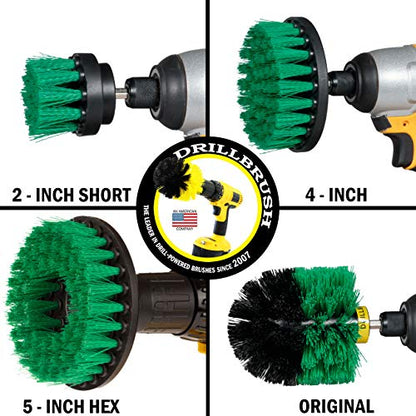 Drillbrush 4 Piece Bundle - Add a 5-inch Flat hex Shaft Brush to Our 3 Piece Drill Brush Kitchen Scrubbing Kit