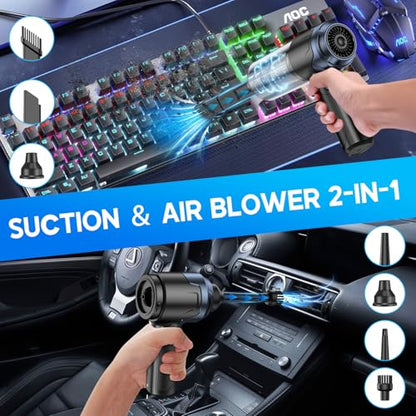 JONYJ Handheld Car Vacuum Cleaner, 16000PA Hand Held Vacuum Portable Cordless, 2 in 1 Air Duster and Vacuum Cleaner with LED Light, Multi-Nozzles, 120W High Power Mini Vacuum for Home, Pet, Office