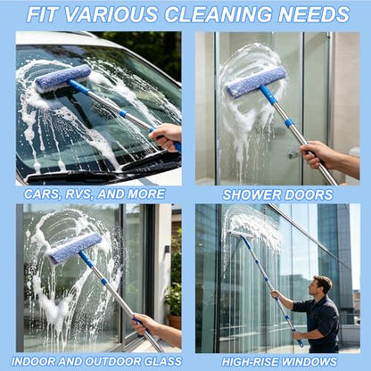 120“Professional Squeegee Window Cleaning Kit with Extension Pole,Window Cleaning Kit,Window Washing Tool for Indoor Outdoor Windows & Car Glass Easy to use, Great for high-Rise Hard-to-Reach Windows - size: 120"Window Squeegee