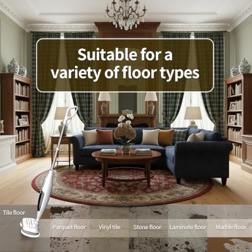 PUREBEAR Steam Mop Cleaner For Home With 4 Replacement Pads, 3 Adjustable Steam Setting, MultiPurpose Handheld Steamer Cleaning for Hardwood Floors, Clothes,Windows,Tiles, Grout (White)