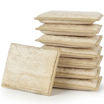 JEBBLAS Bamboo Natural Absorbent Sponges Kitchen Cleaning Sponges Reusable Dish Washing Sponges Beige (8 Pack) - color: Beige