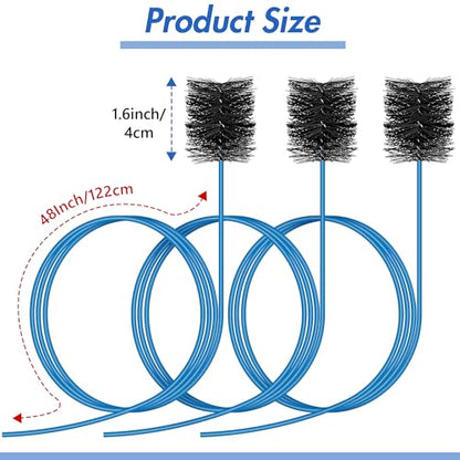 3 Pcs Condensate Trap Flexible Drain Brush, 48 Inch AC Drain Line Cleaning Brush for AC & HAVC Condensate P Trap, Blue - color: Blue, size: 48 Inch