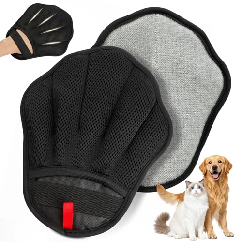 Pet Hair Removal Glove, Electrostatic Pet Hair Remover Glove for Cats & Dogs, Pet Hair Remover Tool for Laundry, Couch, Carpet, Car Seat - Upgraded Five-Finger, Reusable, Black+Black - color: Black+Black