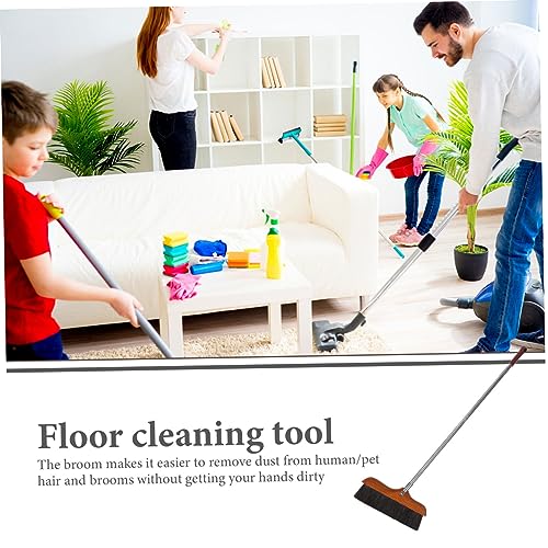 GALPADA Long Handle Soft Bristle Broom Stainless Steel Handle Sturdy Cleaning Tool for Home and Kitchen for Dust and PET Hair Removal